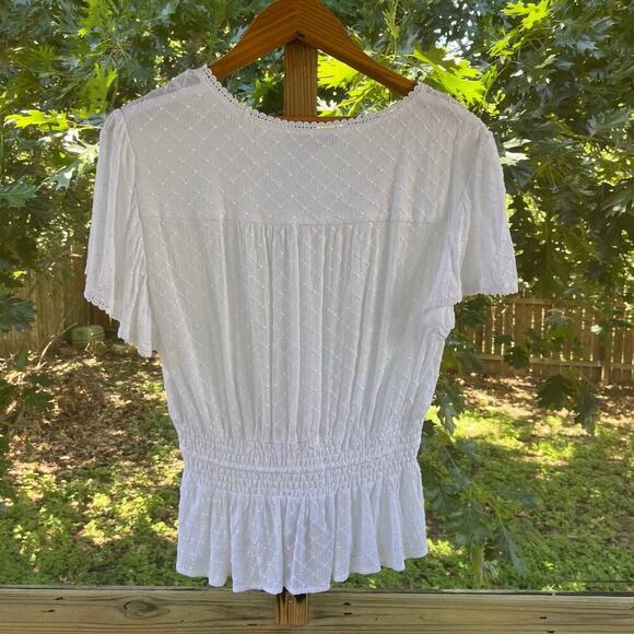 1. State Women's White Pleated Peplum Top Size L - Picture 4 of 9